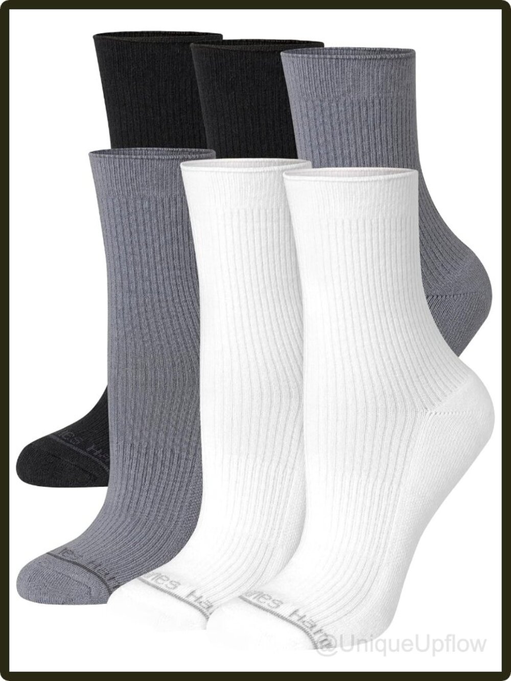 Hanes Women's Supersoft Mid Crew Socks 6 Pack Casual Stretch Comfort